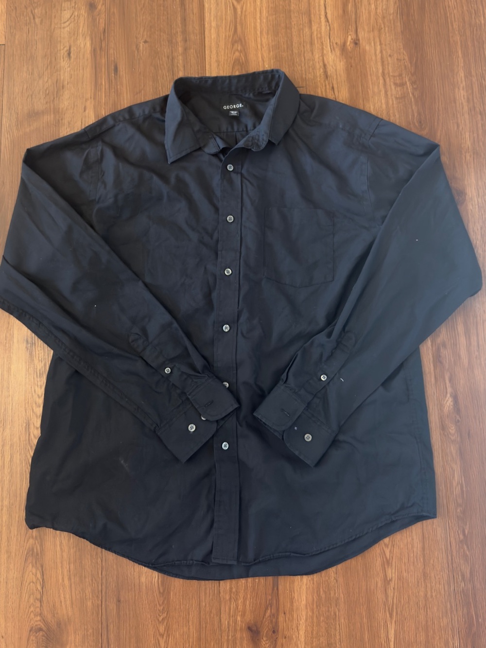 George Men's Black Long-Sleeve Button-Up Shirt